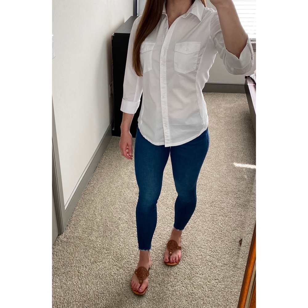 White button up blouse